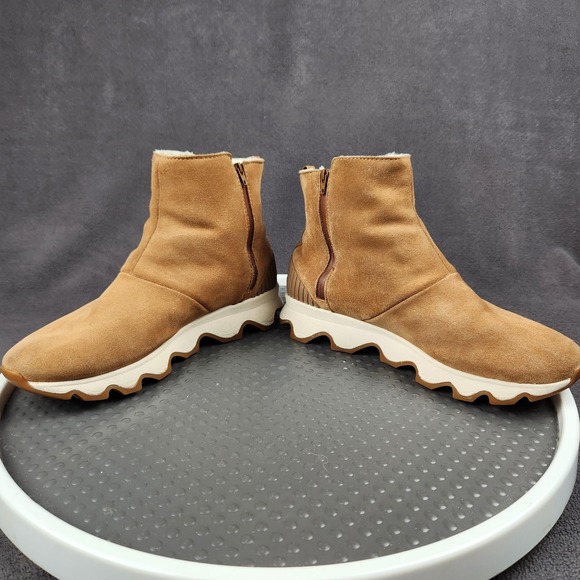 Sorel Kinetic Short Ankle Boots Womens Size 8.5 Brown Suede Waterproof Faux Fur - Picture 11 of 16